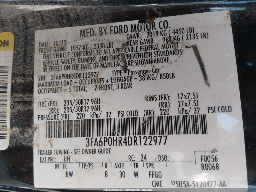 3FA6P0HR4DR122977 2013 FORD FUSION photo no. 9