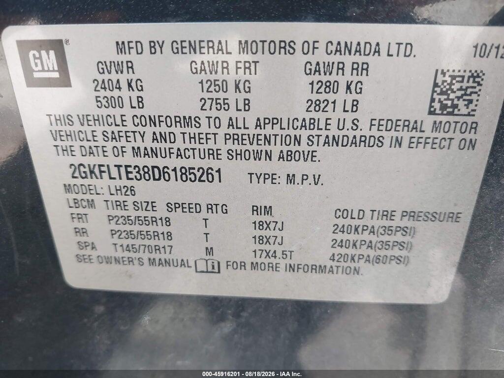 2GKFLTE38D6185261 2013 GMC TERRAIN photo no. 9