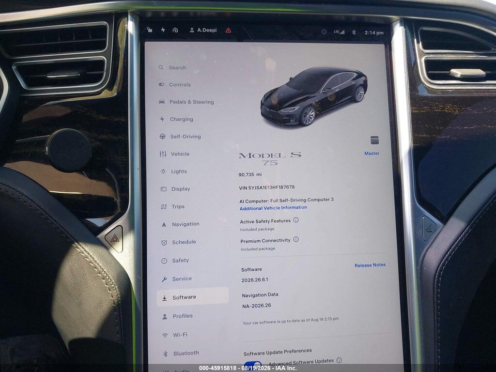 5YJSA1DN2DFP27200 2013 TESLA MODEL S photo no. 7