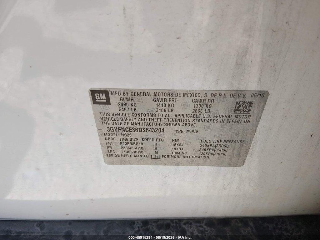 3GYFNCE36DS643204 2013 CADILLAC SRX photo no. 9