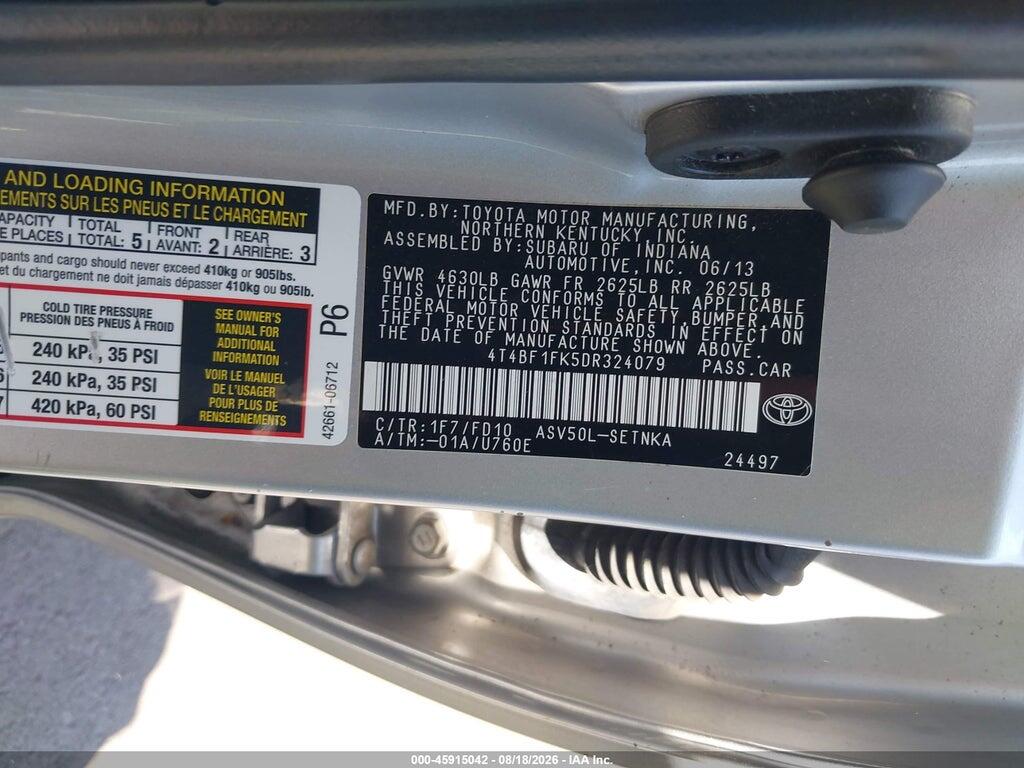 4T4BF1FK5DR324079 2013 TOYOTA CAMRY photo no. 9