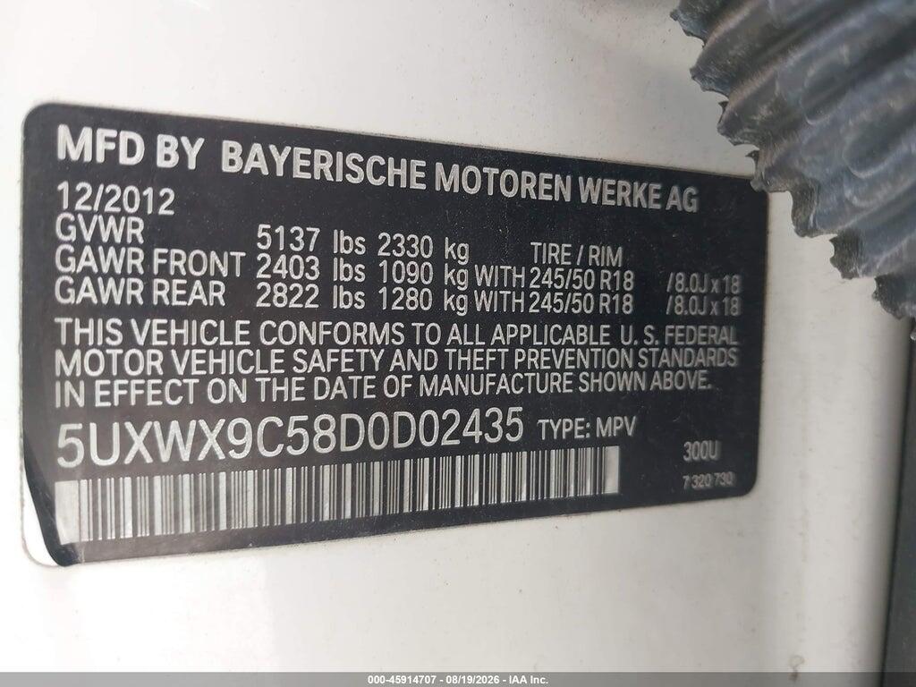 5UXWX9C58D0D02435 2013 BMW X3 photo no. 9