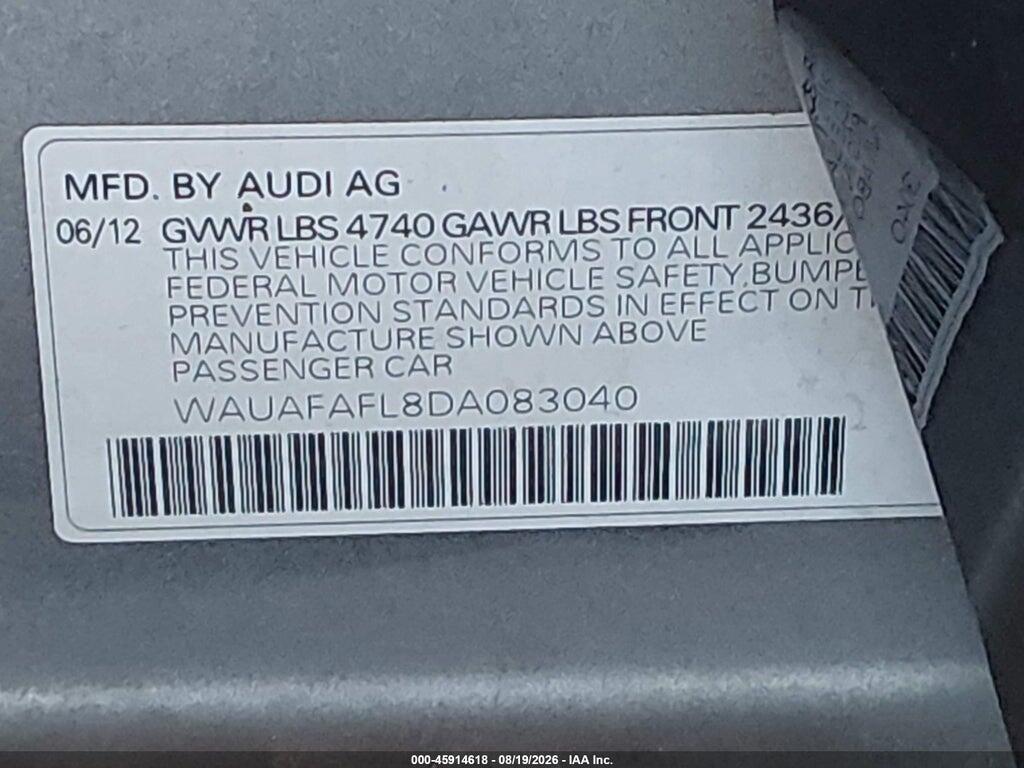 WAUAFAFL8DA083040 2013 AUDI A4 photo no. 9