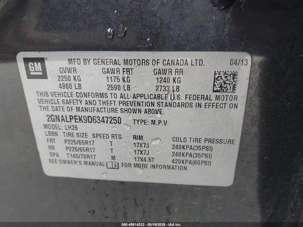 2GNALPEK9D6347250 2013 CHEVROLET EQUINOX photo no. 9