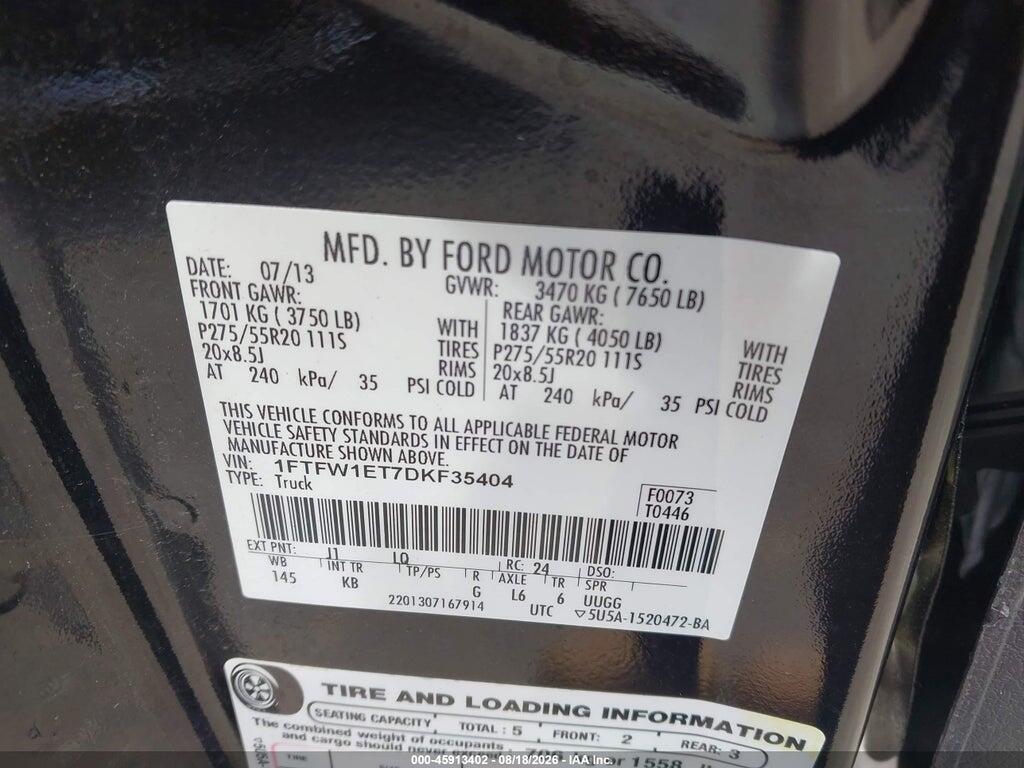 1FTFW1ET7DKF35404 2013 FORD F-150 photo no. 9