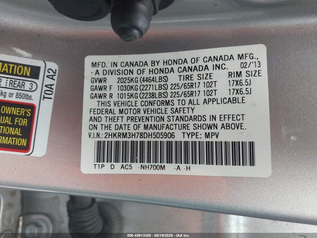 2HKRM3H78DH505906 2013 HONDA CR-V photo no. 9