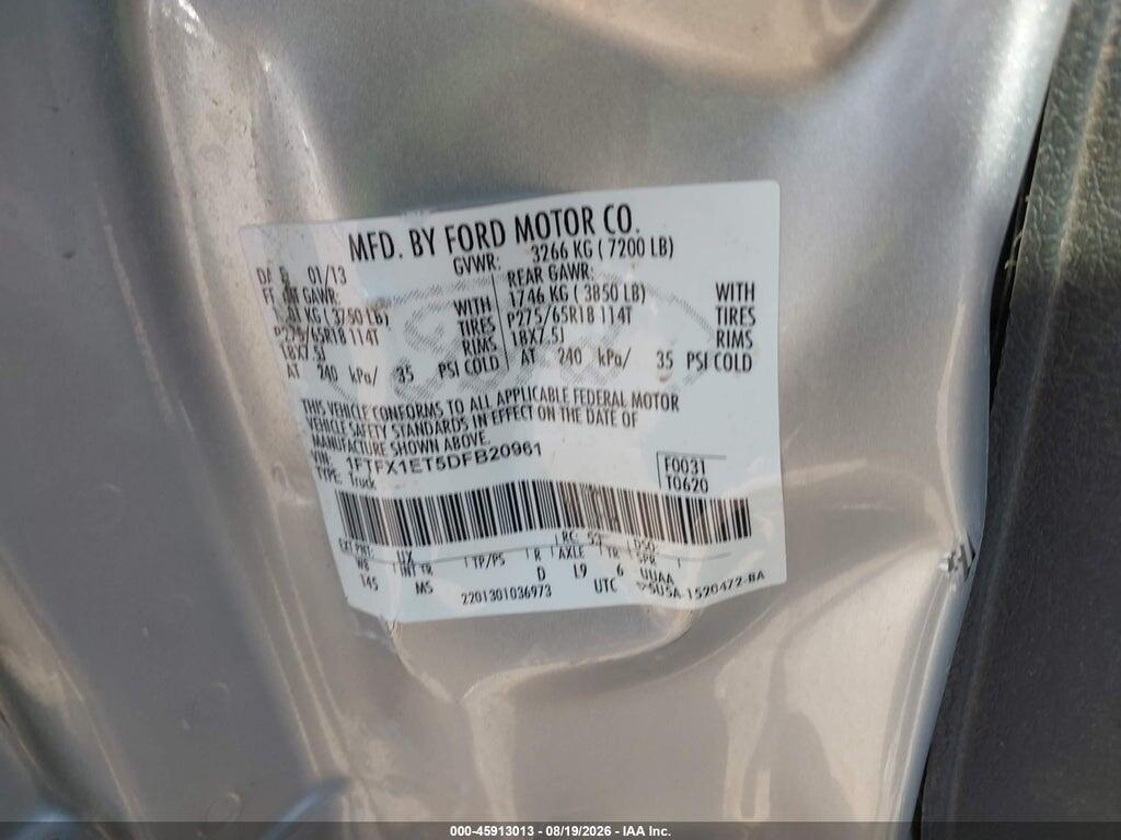 1FTFX1ET5DFB20961 2013 FORD F-150 photo no. 9