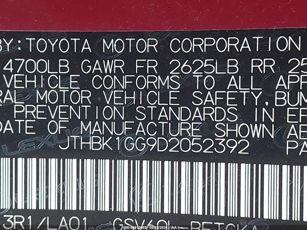 JTHBK1GG9D2052392 2013 LEXUS ES 350 photo no. 9