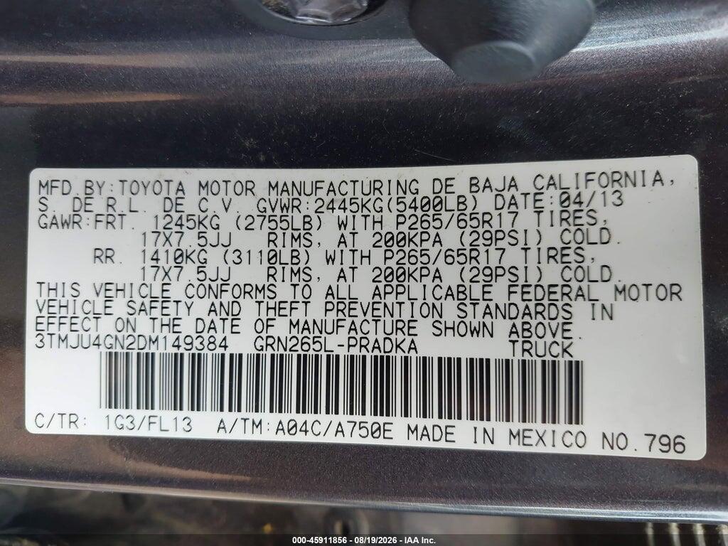 3TMJU4GN2DM149384 2013 TOYOTA TACOMA photo no. 9