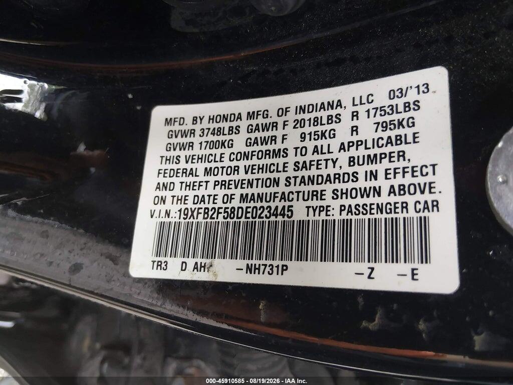 19XFB2F58DE023445 2013 HONDA CIVIC photo no. 9