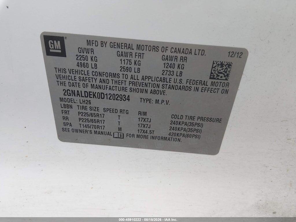 2GNALDEK0D1202934 2013 CHEVROLET EQUINOX photo no. 9
