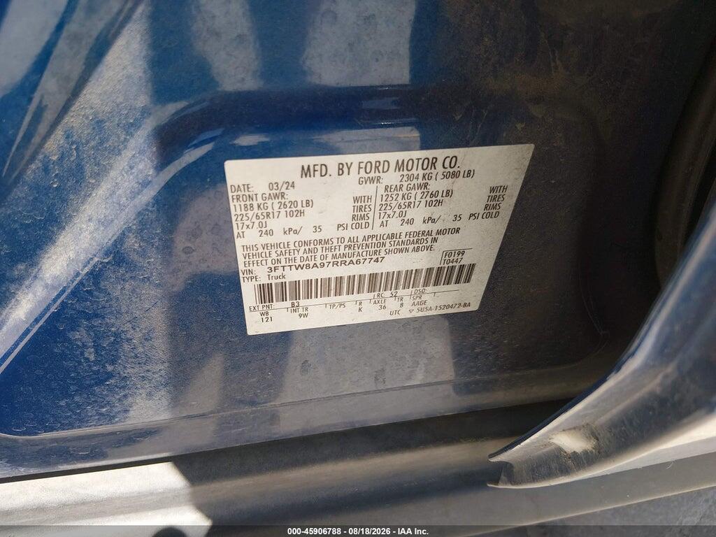 3FTTW8A97RRA67747 2024 FORD MAVERICK photo no. 9