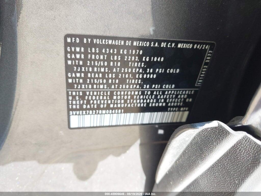 3VVEX7B27RM084581 2024 VOLKSWAGEN TAOS photo no. 9