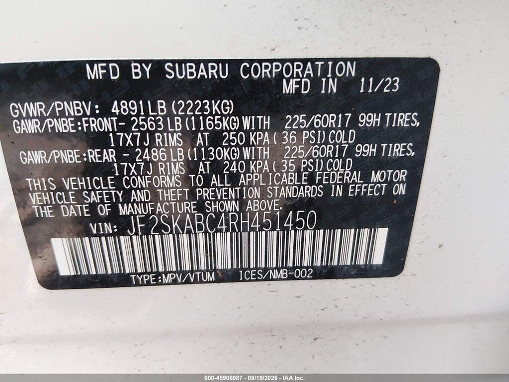 JF2SKABC4RH451450 2024 SUBARU FORESTER photo no. 9