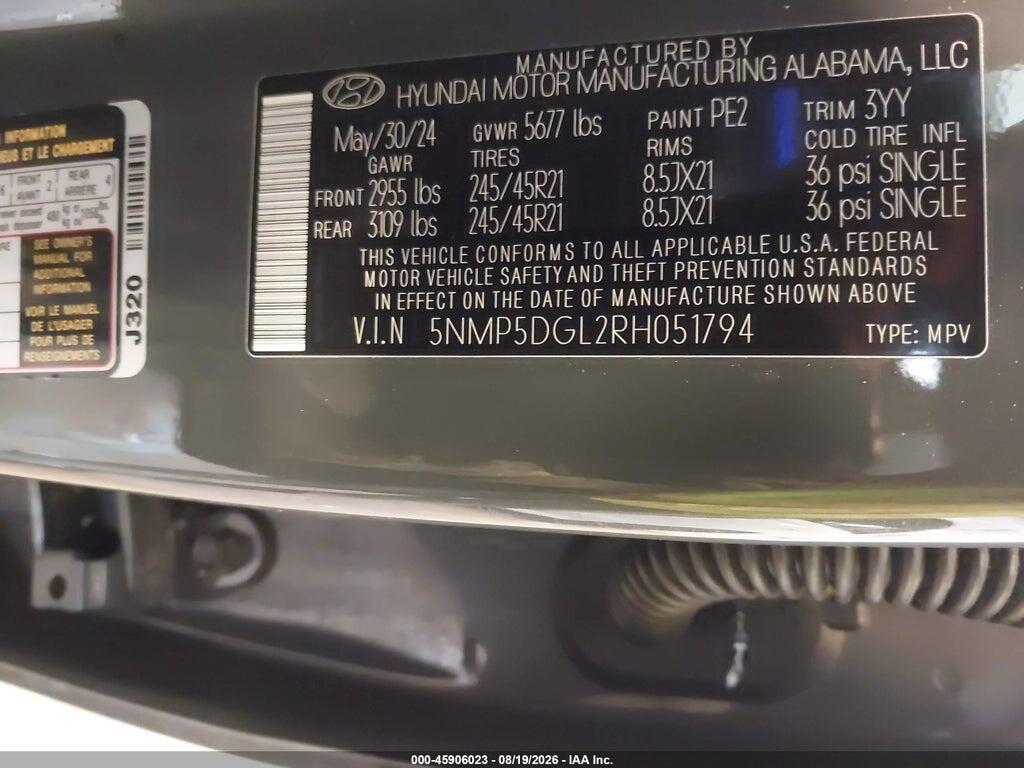 5NMP5DGL2RH051794 2024 HYUNDAI SANTA FE photo no. 9