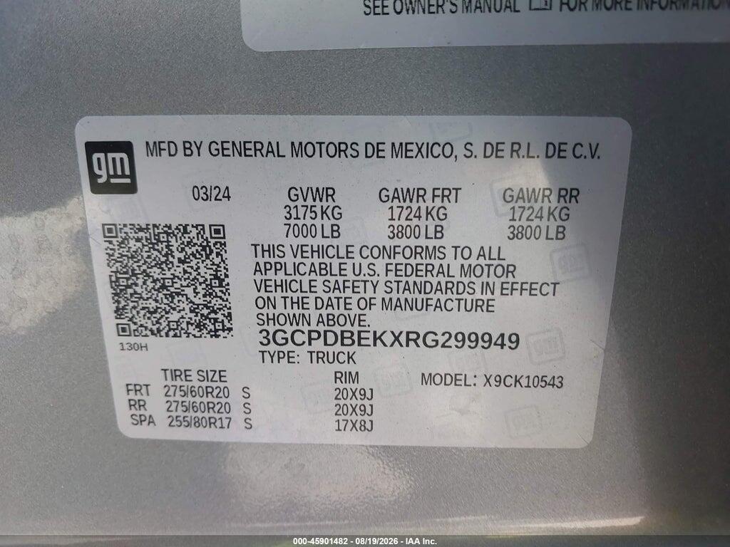 3GCPDBEKXRG299949 2024 CHEVROLET SILVERADO 1500 photo no. 9