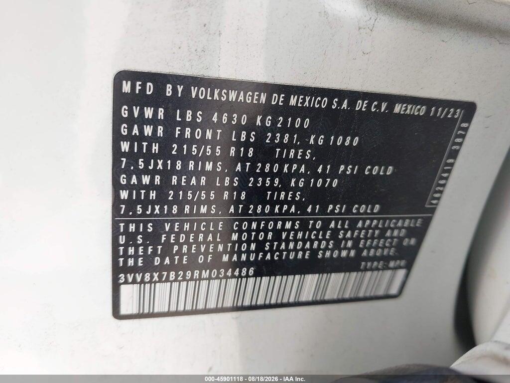 3VV8X7B29RM034486 2024 VOLKSWAGEN TAOS photo no. 9