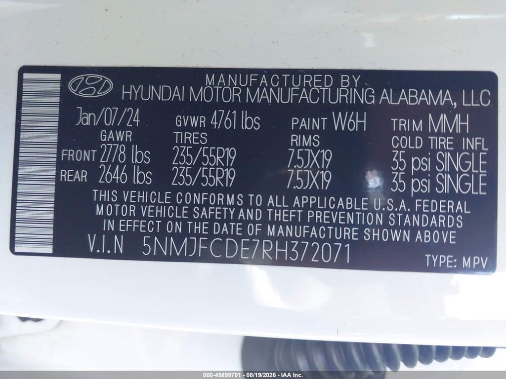5NMJFCDE7RH372071 2024 HYUNDAI TUCSON photo no. 9
