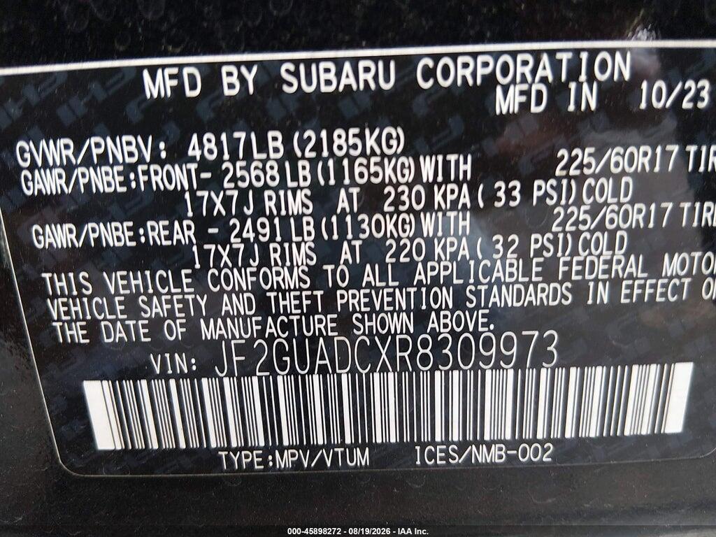 JF2GUADCXR8309973 2024 SUBARU CROSSTREK photo no. 9