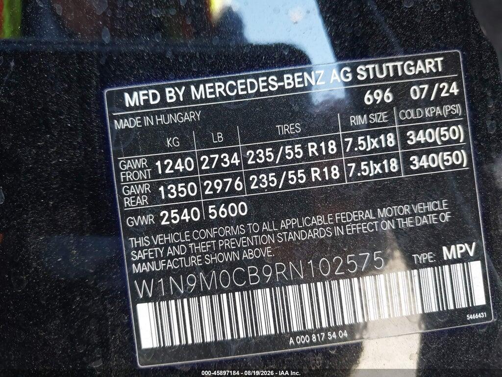 W1N9M0CB9RN102575 2024 MERCEDES-BENZ EQB 250 SUV photo no. 9