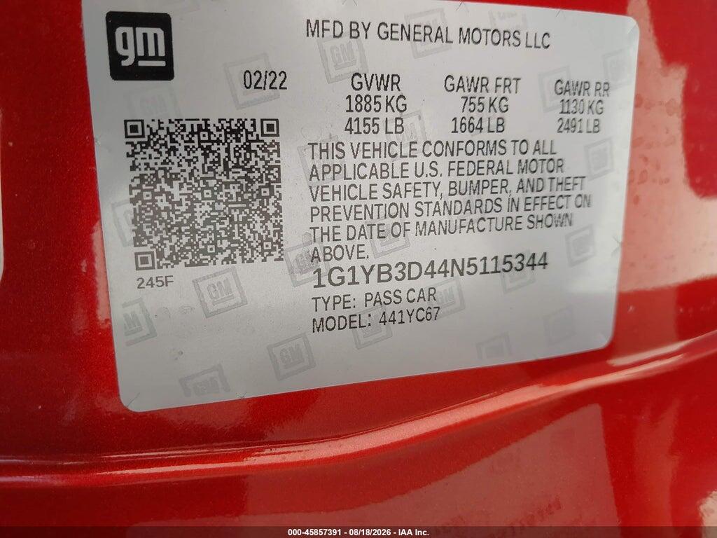 1G1YB3D44N5115344 2022 CHEVROLET CORVETTE STINGRAY photo no. 9