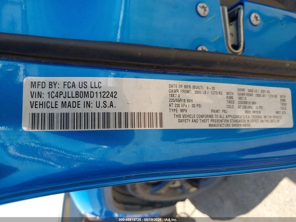 1C4PJLLB0MD112242 2021 JEEP CHEROKEE photo no. 9