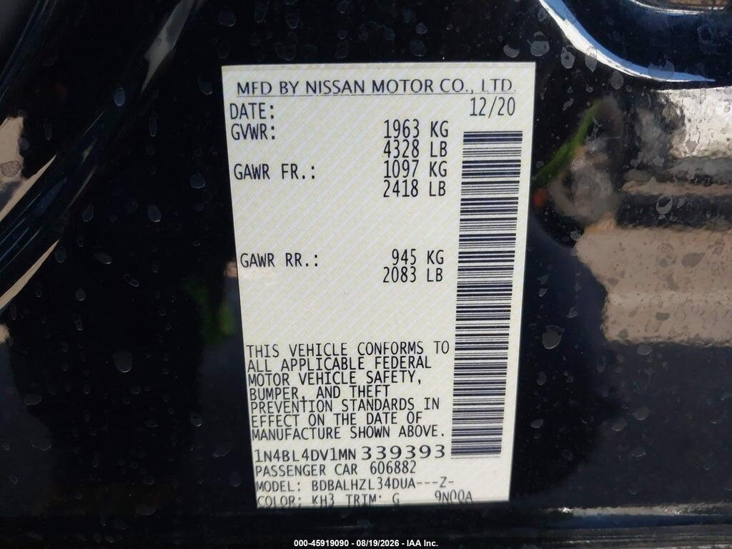 1N4BL4DV1MN339393 2021 NISSAN ALTIMA photo no. 9
