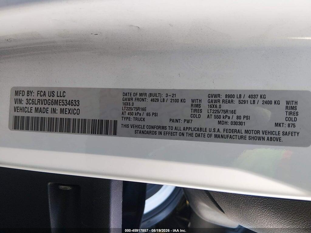 3C6LRVDG6ME534633 2021 RAM PROMASTER 2500 photo no. 9