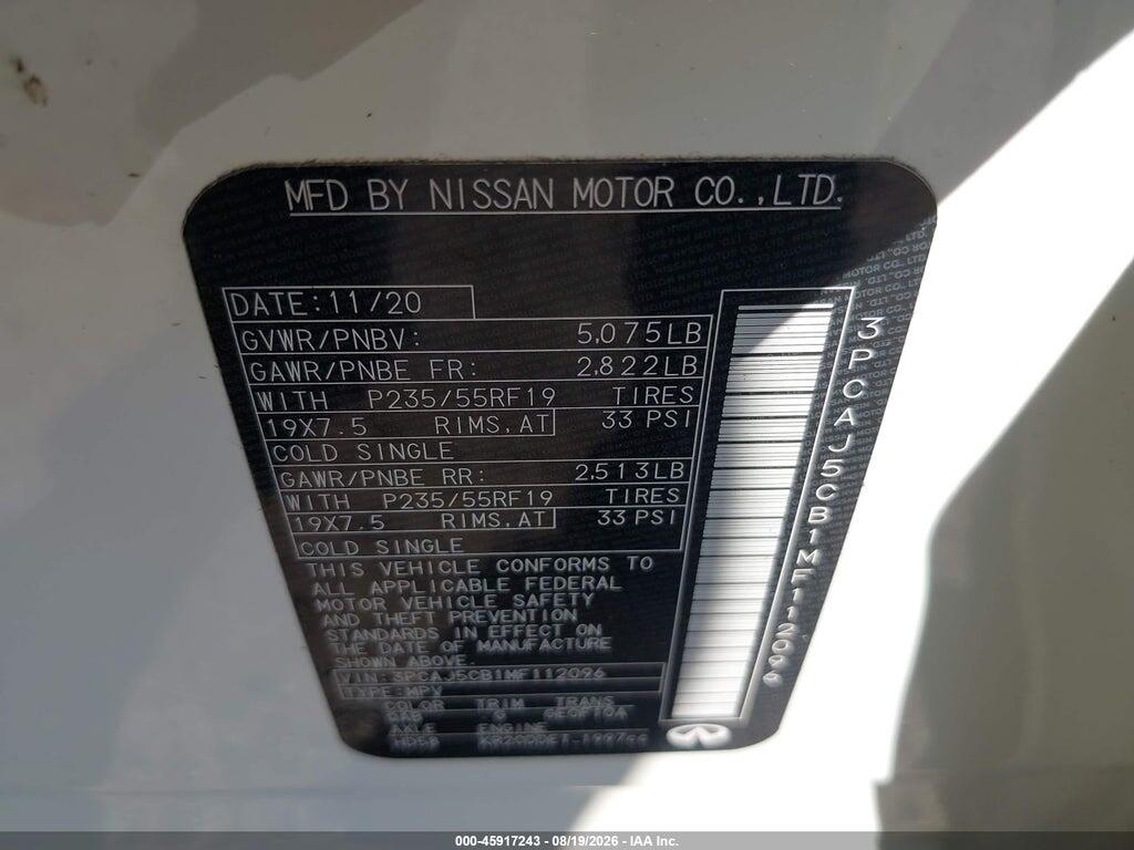 3PCAJ5CB1MF112096 2021 INFINITI QX50 photo no. 9