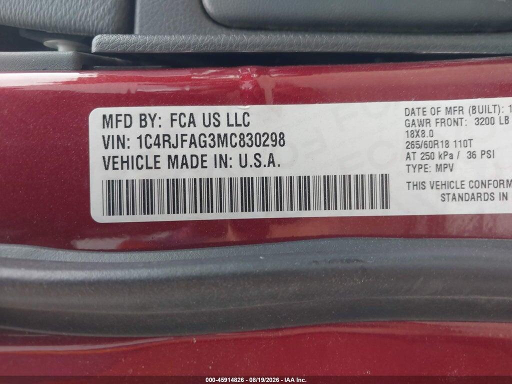 1C4RJFAG3MC830298 2021 JEEP GRAND CHEROKEE photo no. 9