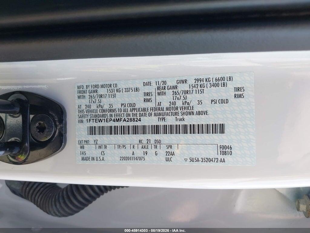 1FTEW1EP4MFA28824 2021 FORD F-150 photo no. 9