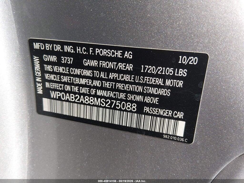 WP0AB2A88MS275088 2021 PORSCHE 718 CAYMAN photo no. 9