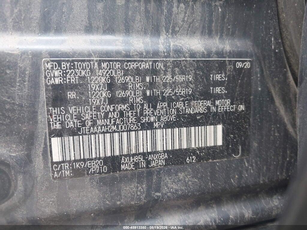 JTEAAAAH2MJ007863 2021 TOYOTA VENZA photo no. 9