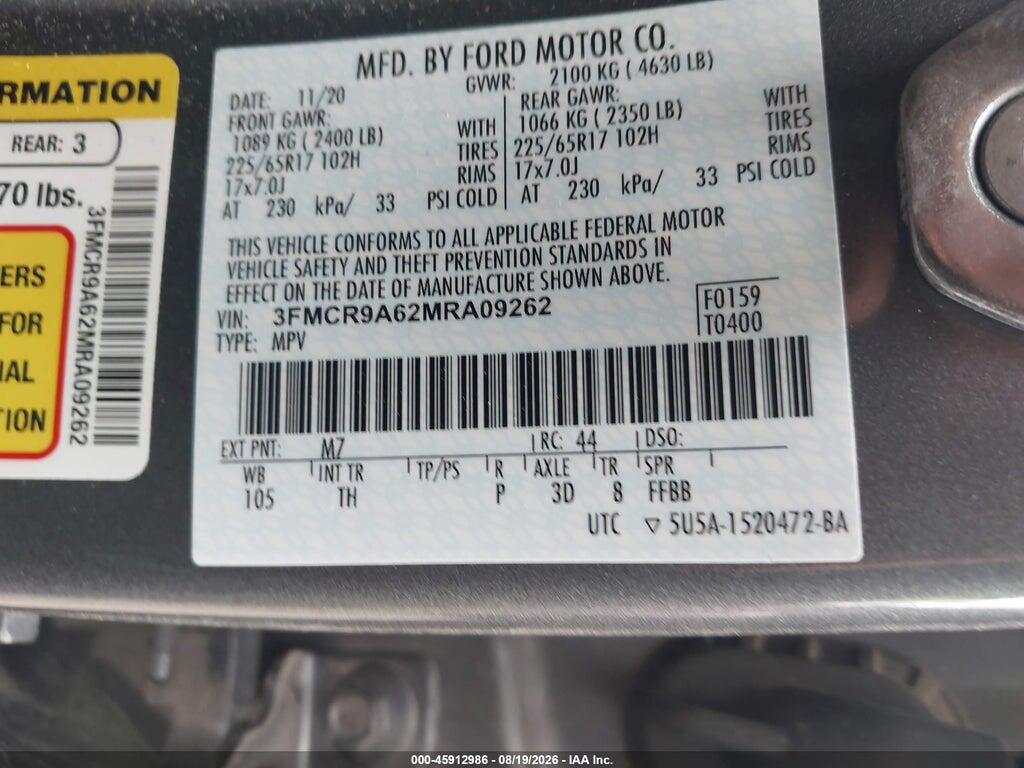 3FMCR9A62MRA09262 2021 FORD BRONCO SPORT photo no. 9