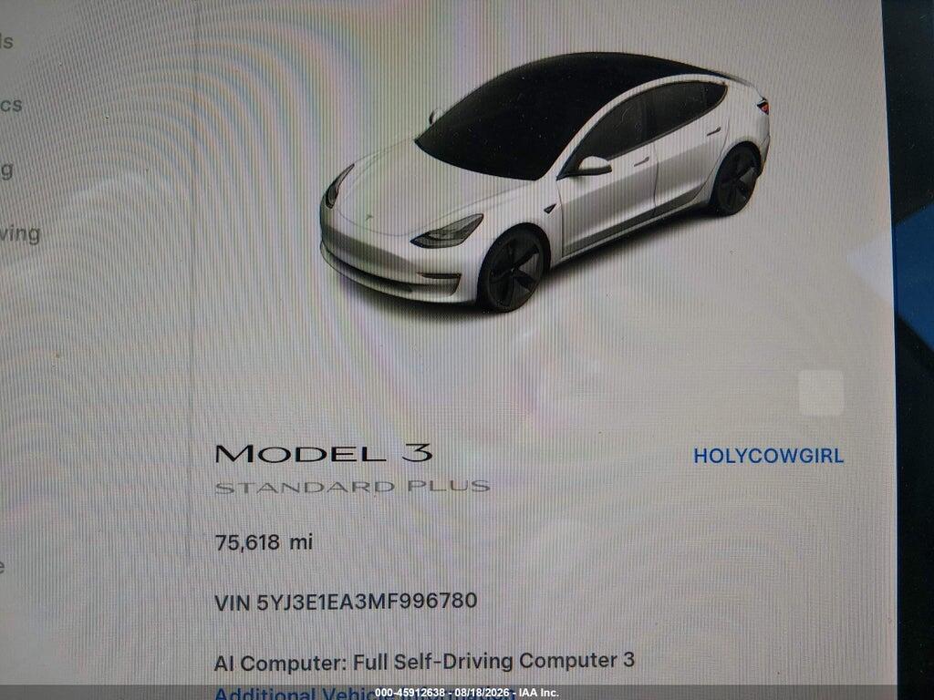 5YJ3E1EA3MF996780 2021 TESLA MODEL 3 photo no. 7