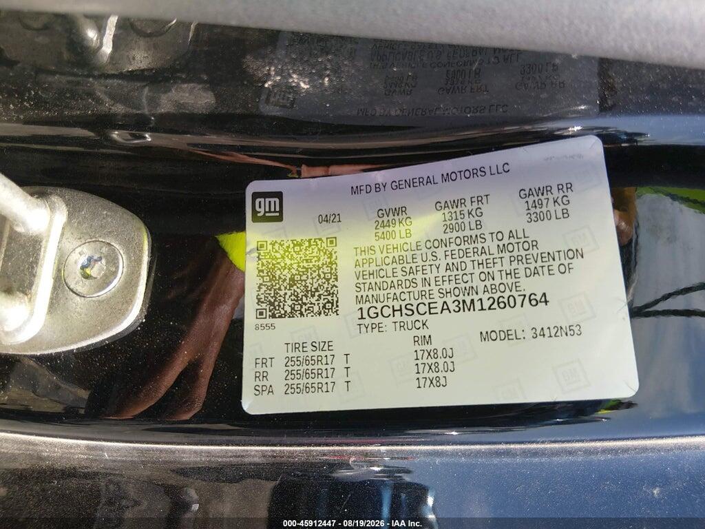 1GCHSCEA3M1260764 2021 CHEVROLET COLORADO photo no. 9