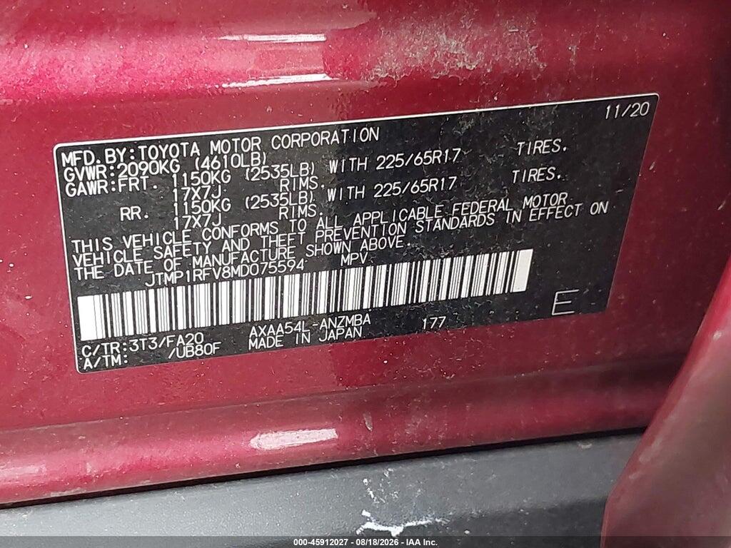 JTMP1RFV8MD075594 2021 TOYOTA RAV4 photo no. 9