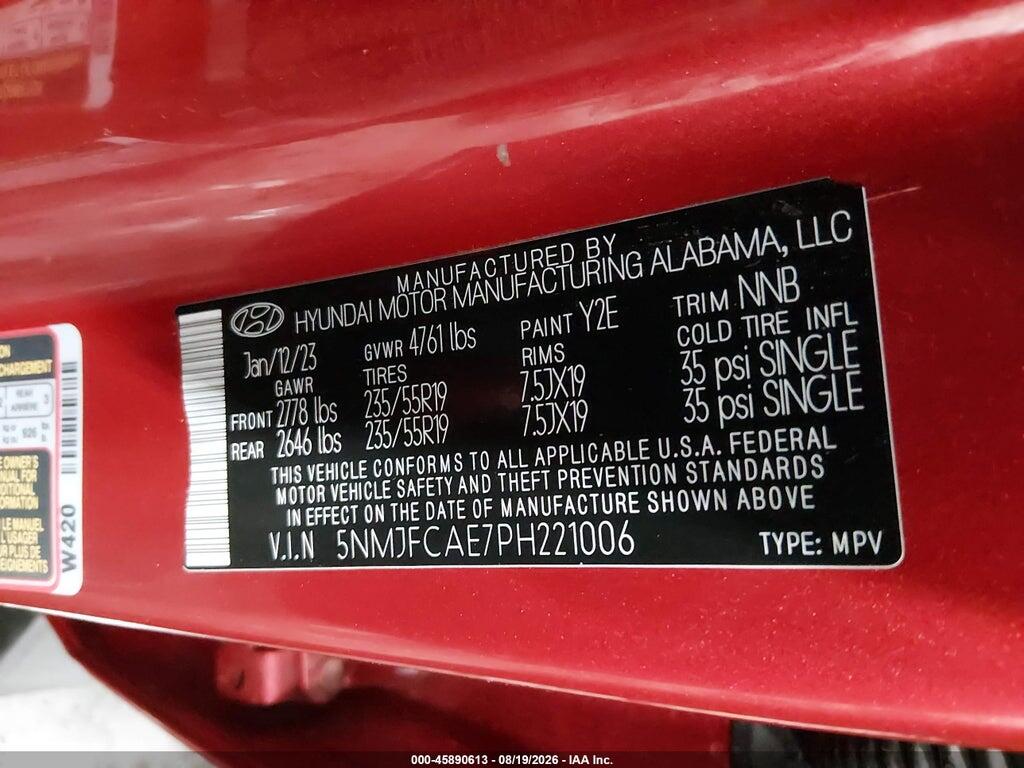 5NMJFCAE7PH221006 2023 HYUNDAI TUCSON photo no. 9