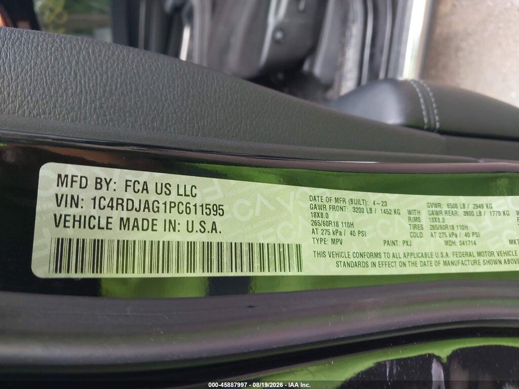 1C4RDJAG1PC611595 2023 DODGE DURANGO photo no. 9