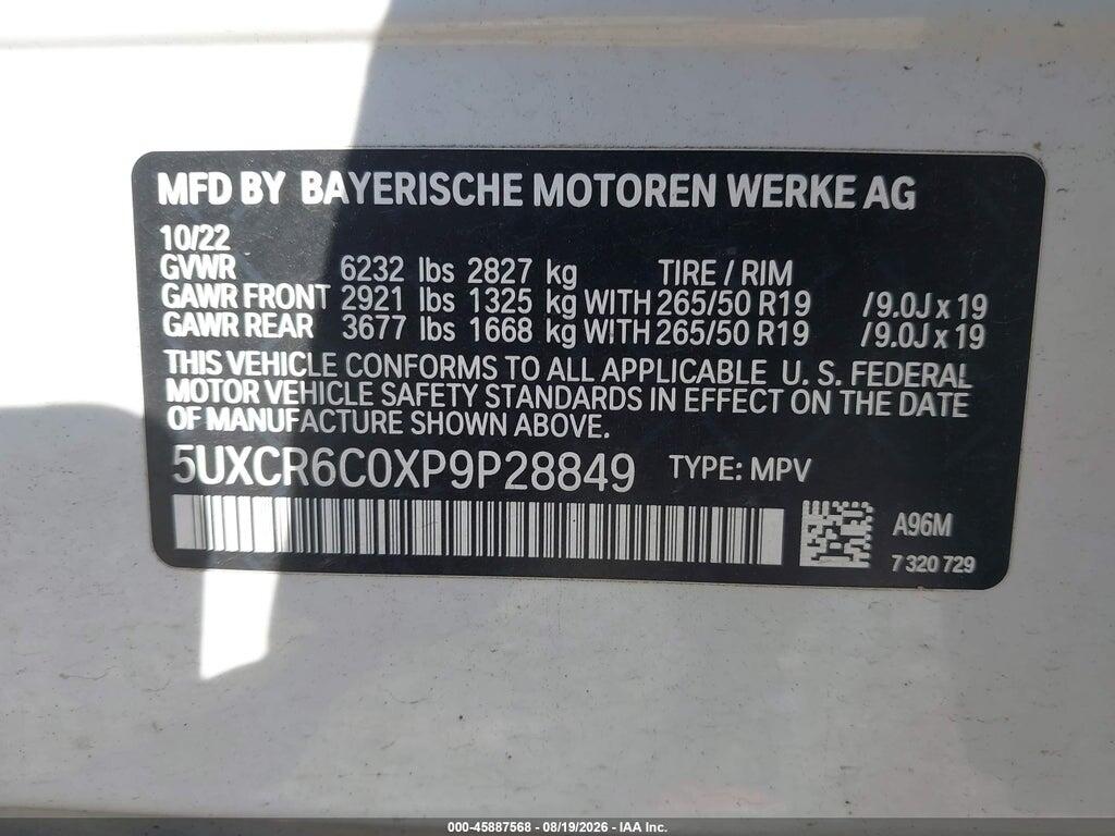 5UXCR6C0XP9P28849 2023 BMW X5 photo no. 9