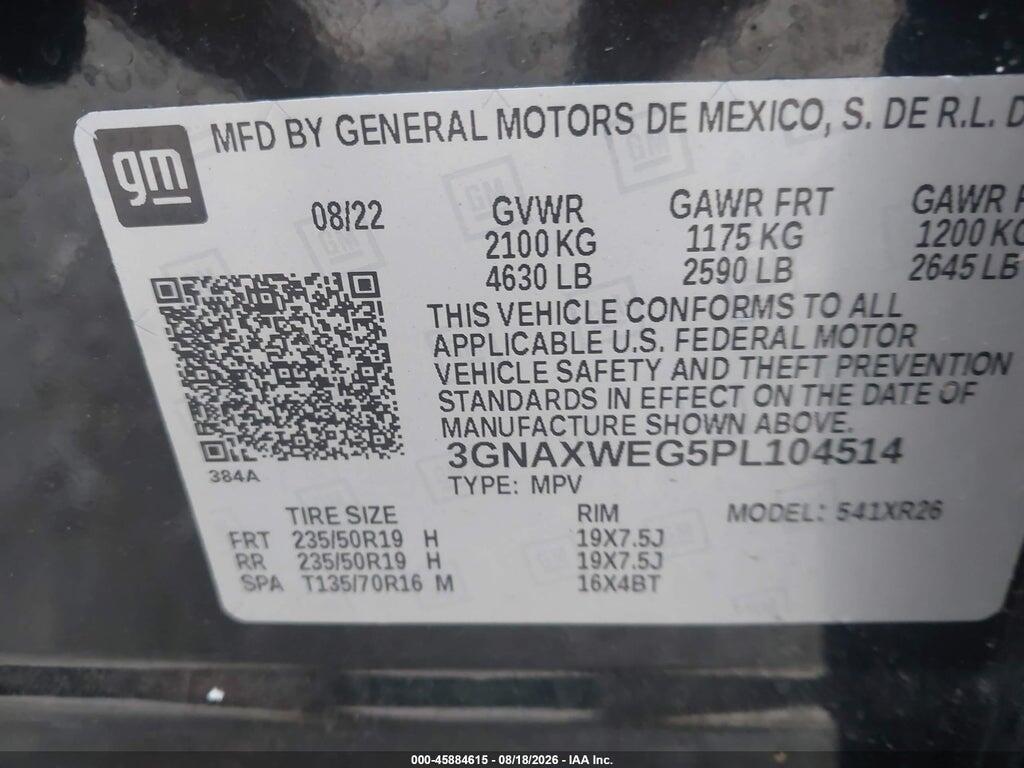 3GNAXWEG5PL104514 2023 CHEVROLET EQUINOX photo no. 9