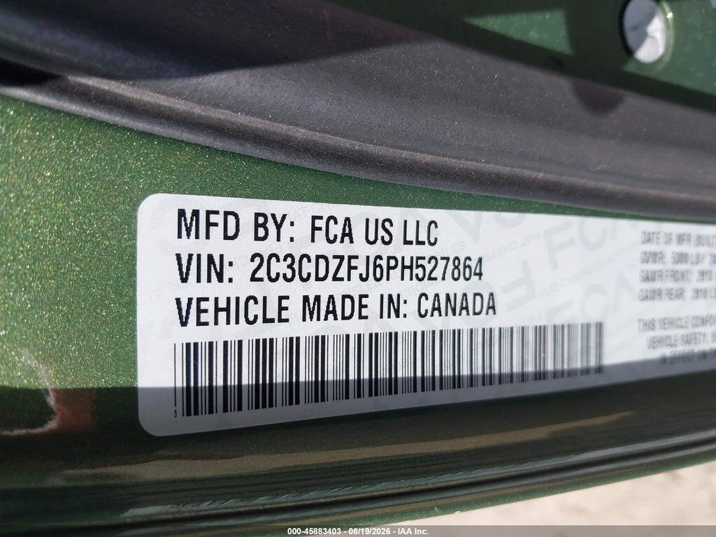 2C3CDZFJ6PH527864 2023 DODGE CHALLENGER photo no. 9