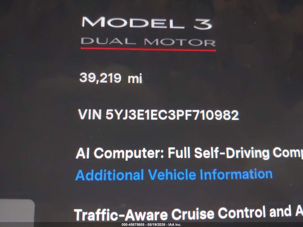 5YJ3E1EC3PF710982 2023 TESLA MODEL 3 photo no. 9