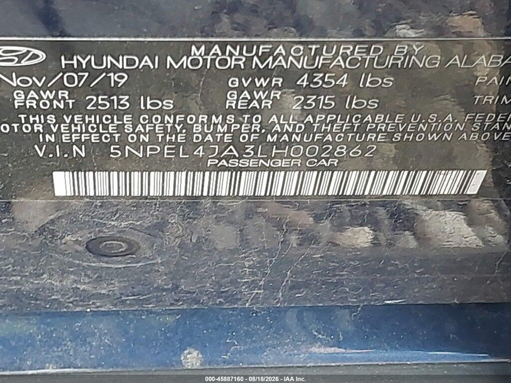 5NPEL4JA3LH002862 2020 HYUNDAI SONATA photo no. 9