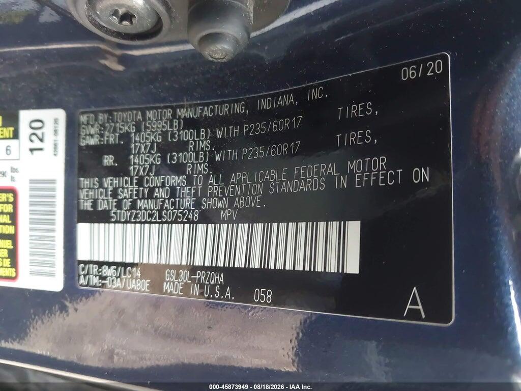 5TDYZ3DC2LS075248 2020 TOYOTA SIENNA photo no. 9