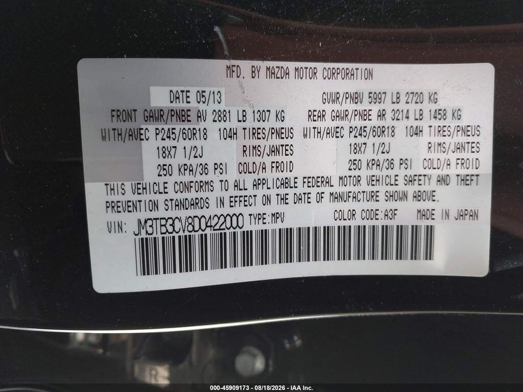 JM3TB3CV8D0422000 2013 MAZDA CX-9 photo no. 9
