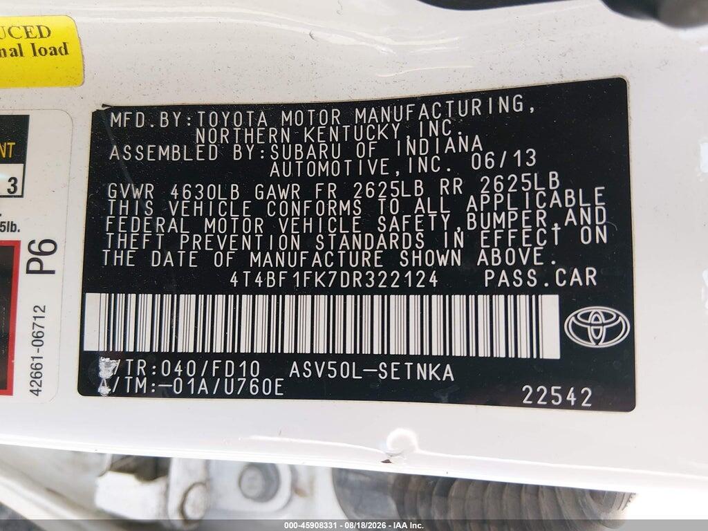 4T4BF1FK7DR322124 2013 TOYOTA CAMRY photo no. 9