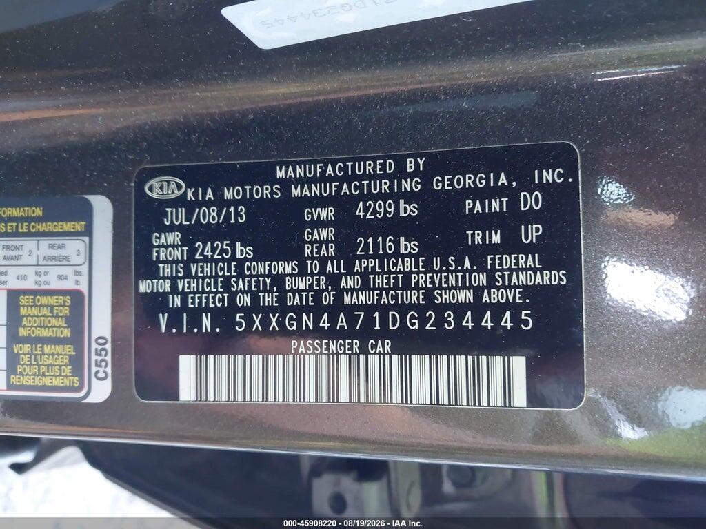 5XXGN4A71DG234445 2013 KIA OPTIMA photo no. 9