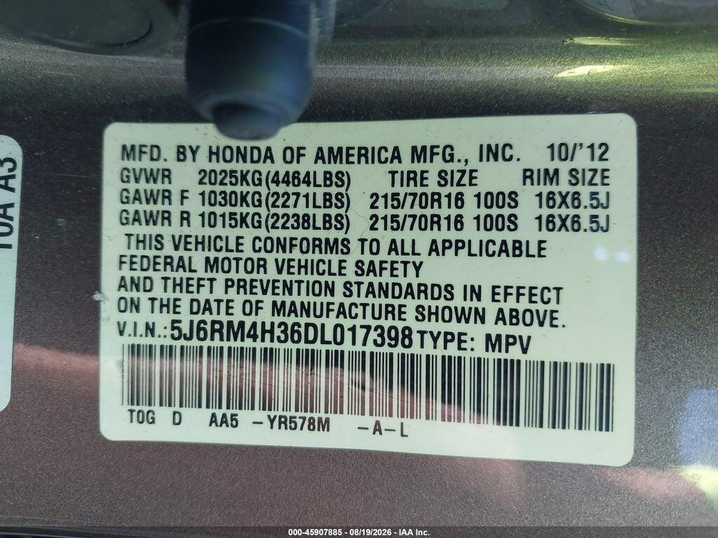5J6RM4H36DL017398 2013 HONDA CR-V photo no. 9