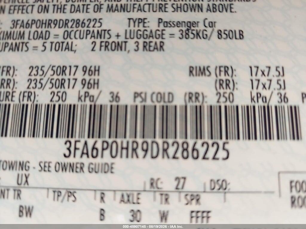 3FA6P0HR9DR286225 2013 FORD FUSION photo no. 9